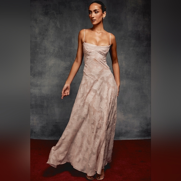 House of CB Dresses & Skirts - House Of CB Seren Blush soft pink floral lace back maxi dress L
